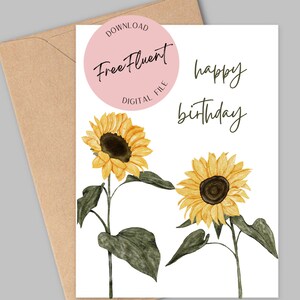 Alles Gute zum Geburtstag Sonnenblume Karte, druckbare Geburtstagskarte, Geburtstag der besten Freundin, Geburtstagskarte für sie, druckbare Blumen Geburtstagskarte