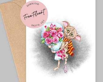 Printable Valentine's Day Card, Anniversary Card, Instant Download, Love Card, Cute Card, Digital Download, Printable Greeting Card, Dobby