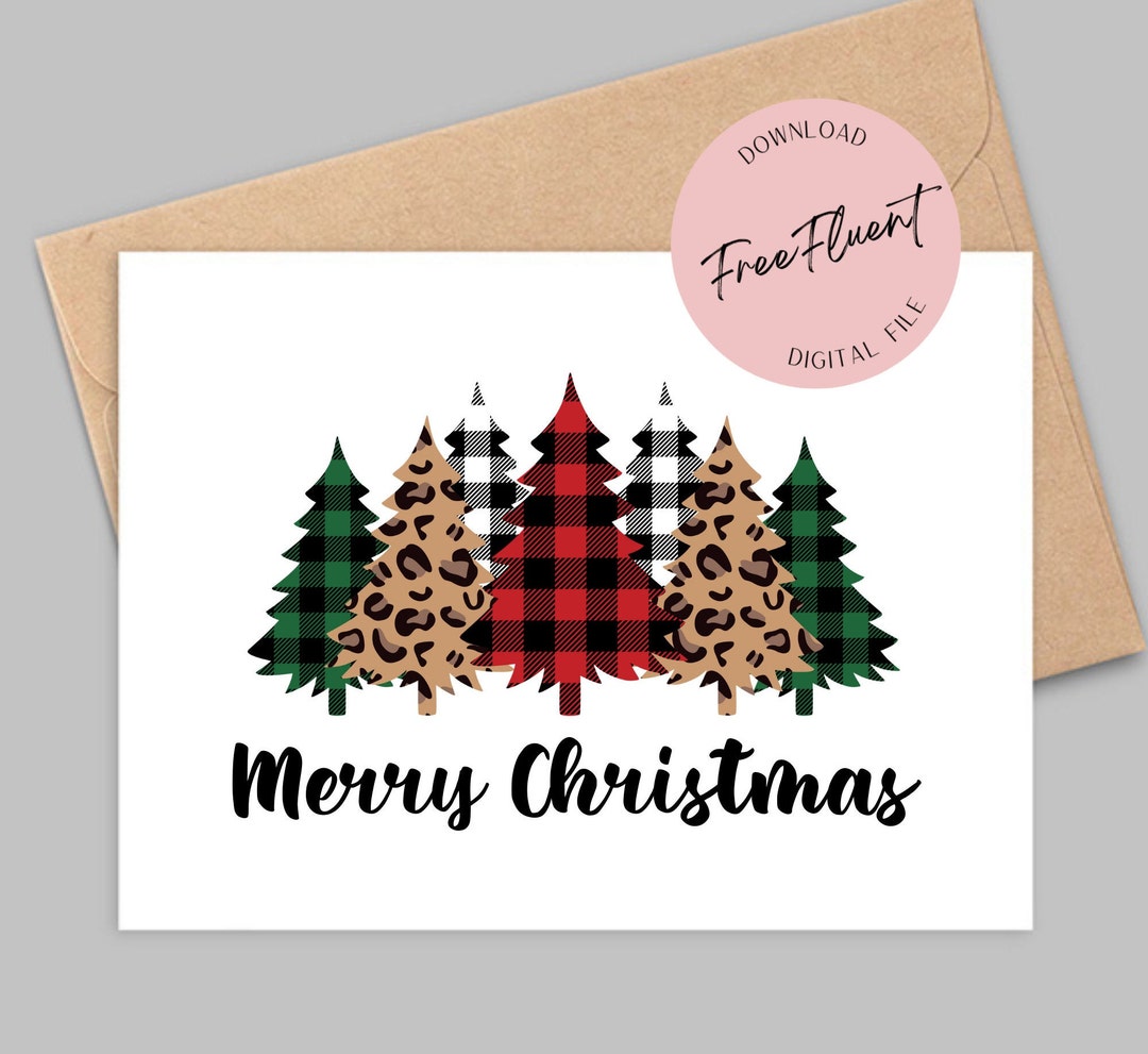 Christmas Tree Card Printable, Christmas Greeting Card, Digital
