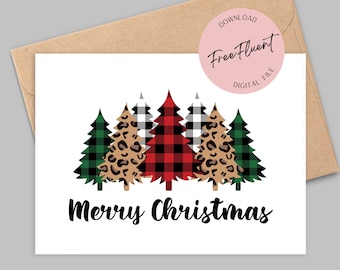 Christmas Tree Card Printable, Christmas Greeting Card, Digital Christmas Card, Farmhouse Christmas Tree, Christmas Card, Instant Download