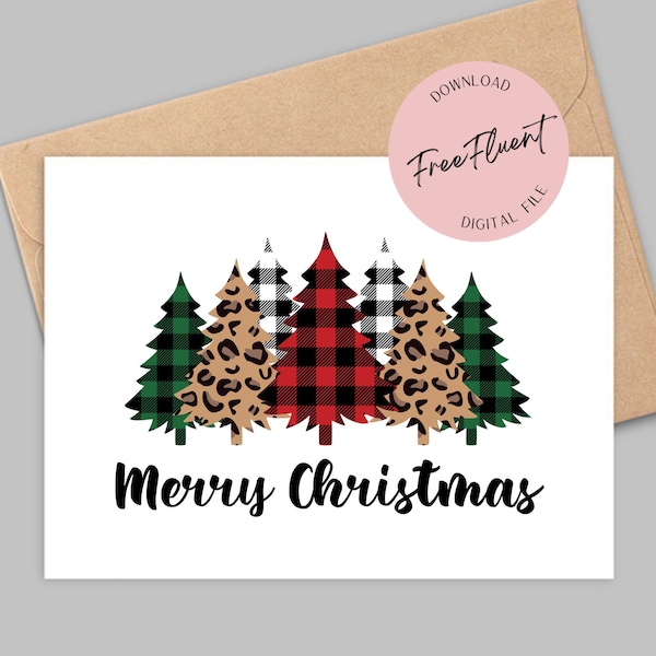 Christmas Tree Card Printable, Christmas Greeting Card, Digital Christmas Card, Farmhouse Christmas Tree, Christmas Card, Instant Download