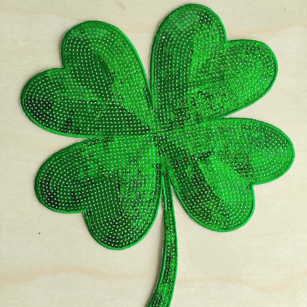 Clover Sequin Patch, Shamrock Sequin Patch, St. Patrick's Day Patch, Shamrock Patch, Iron-On Patch