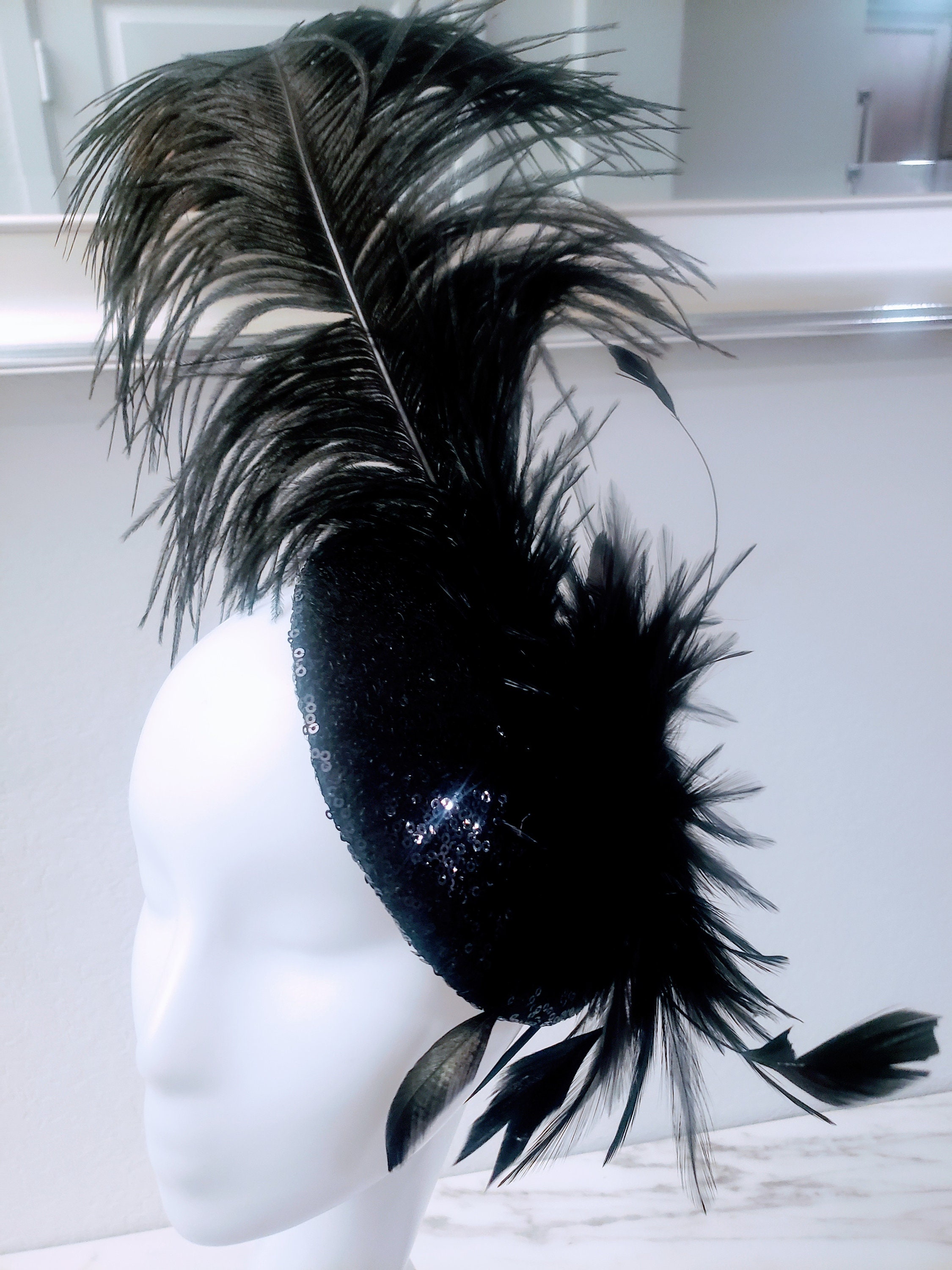 Black Ostrich Feather Fascinator Ideal 