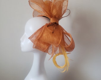 Honey Gold Sinamay fascinator - ideal for Derby, Royal ascot, Maid of honor, brides maid, wedding guest and all special events/races