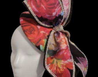 Elegant Handcrafted Satin Bow Fascinator with stone-Edge