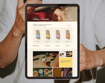 Coffee Shop/Community/E-Commerc Squarespace 7.1 Website Template, modern, grid layout website theme
