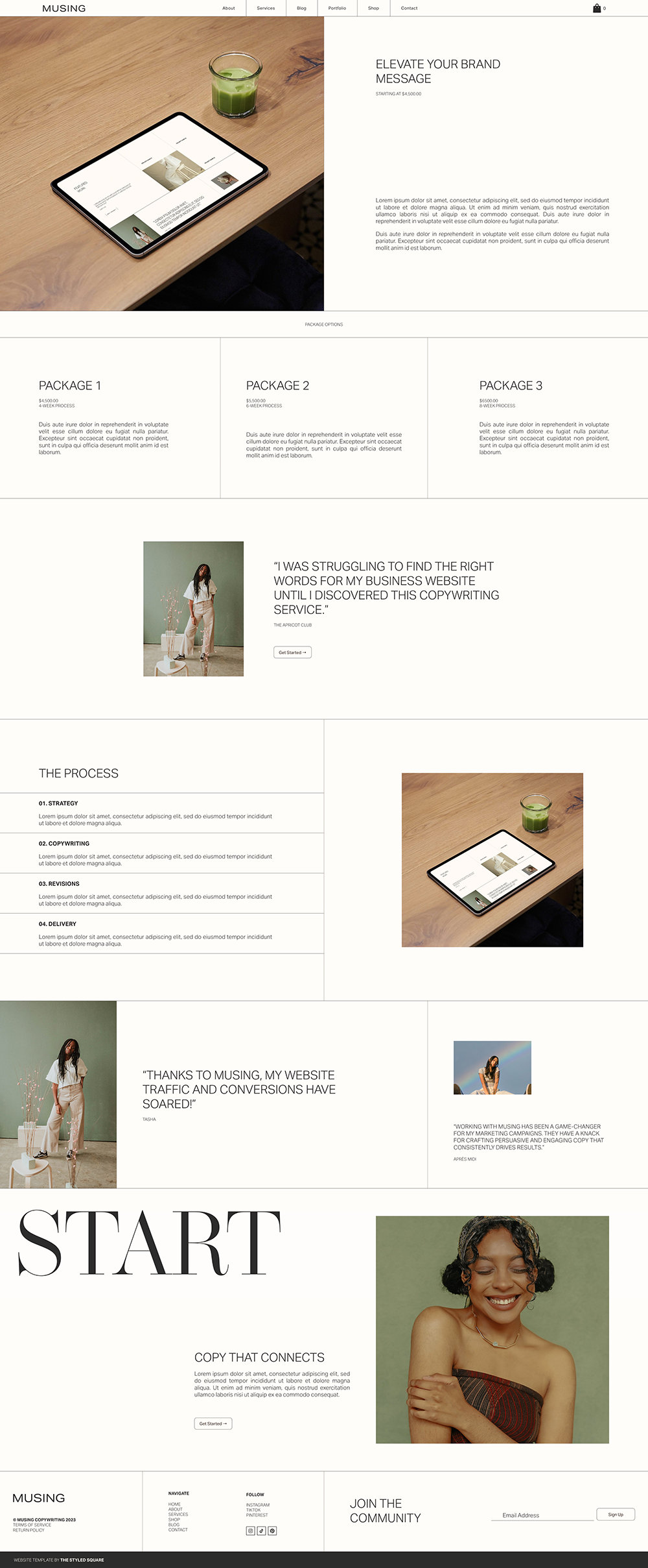 Minimalist Squarespace 7.1 Website Template, Editorial Design - Etsy