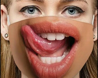 Funny Face Mask 6 Pieces – Tongue Out Design | Washable & Reusable Women’s Mouth Comedy Mask | Novelty Gag Gift Him Her