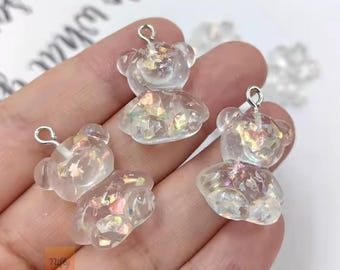 Mini Rainbow Resin Gummy Bear Keyrings – Set of 3 | Iridescent Colour-Shifting Charms | Fun Novelty Keychains | Cute Accessory Gifts