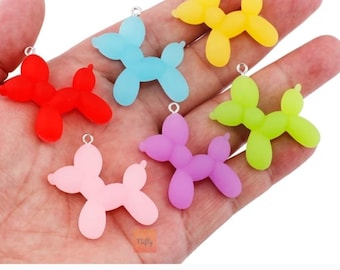 Mini Balloon Dog Keyrings – Set of 3 | 2D Resin Balloon Animal Charms | Fun Novelty Keychains | Pink & Lime Cute Accessory Gifts