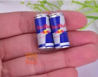 Mini Resin Red Bull Can Keyrings – Set of 2 | Realistic Energy Drink Charm | Fun Novelty Keychains | Miniature Drink Accessory Gifts