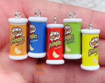 Mini Pringles Jar Keyrings Set of 3 – Fun Novelty Crisp Tub Keychains in Red, Green & Blue – Snack Lover Gift, Stocking Filler, Party Favour