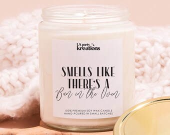 Pregnancy Announcement Candle,BUN IN OVEN,Expecting Mom Gift, Baby Announcement,New Mom Candle Gift, Pregnancy Gift