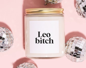 Regalo de vela de soja de cumpleaños Leo, vela del zodíaco Leo, perra Leo, vela de cumpleaños de cera de soja