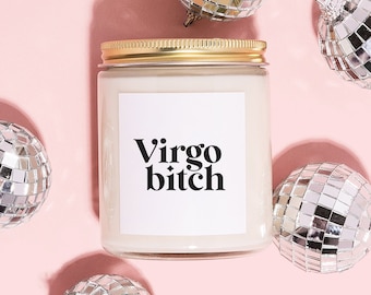 Regalo de vela de soja de cumpleaños de Virgo, vela del zodíaco de Virgo, perra de Virgo, vela de cumpleaños de cera de soja