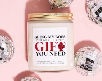 Small Holiday Gift for Manager, Funny Boss Christmas Gift Candle, Sarcastic Boss Gift