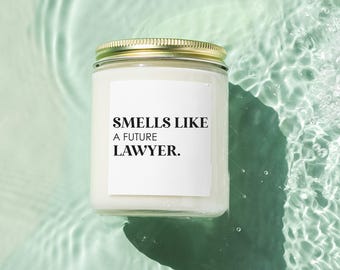 Vela de regalo de graduación de la facultad de derecho, regalo para futuros abogados, regalo de aceptación de la facultad de derecho, felicitaciones de abogados para ella y para él