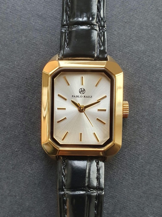 Montre classique pour femme cadran soleillé carré rectangulaire