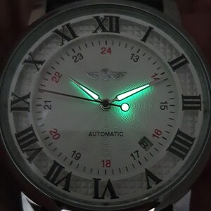 Herrklocka Automatisk Självuppdragande Mekaniskt Urverk Romerska Siffror Svart Läderarmband Lyxigt Klassiskt Professionellt Gentlemanarmbandsur bild 5