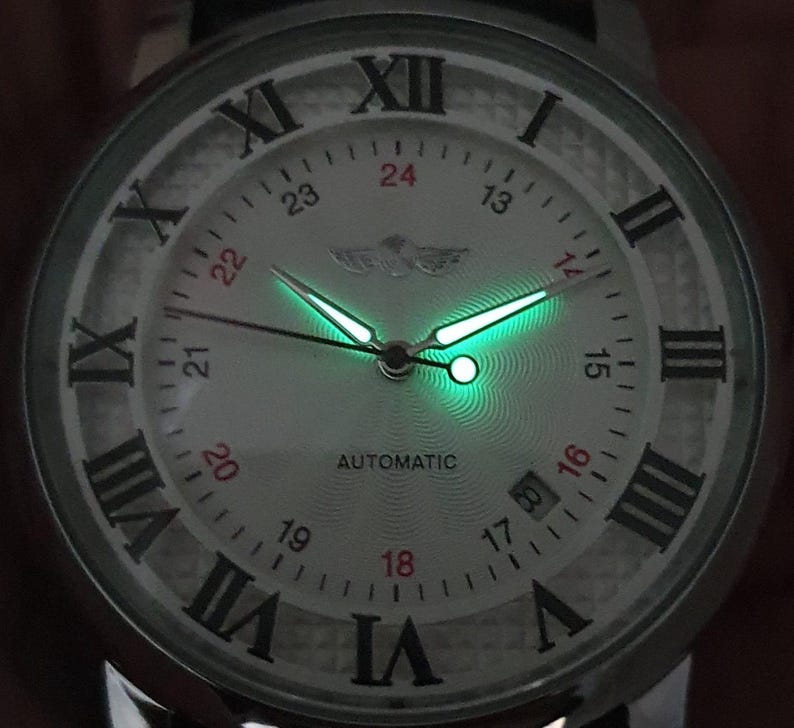 Herrklocka Automatisk Självuppdragande Mekaniskt Urverk Romerska Siffror Svart Läderarmband Lyxigt Klassiskt Professionellt Gentlemanarmbandsur bild 5