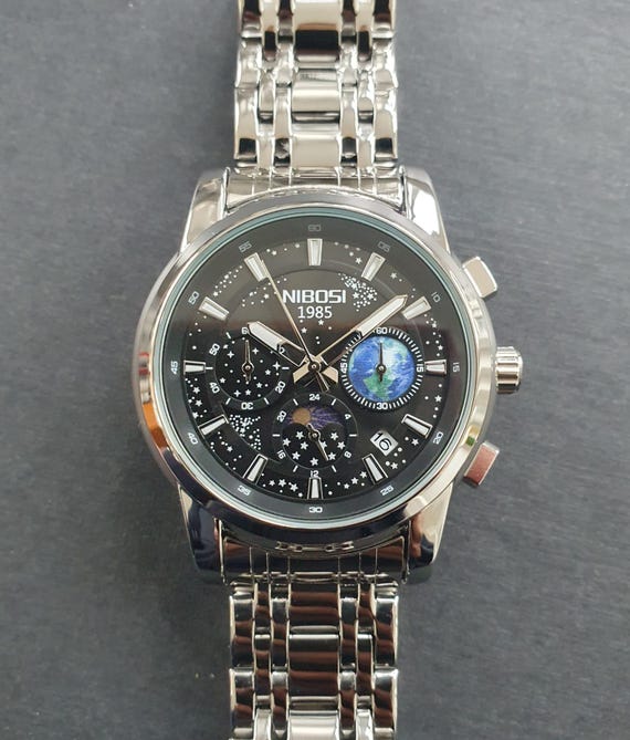 Herren Chronograph Uhr Mondphase Smart Business Luxus Sport