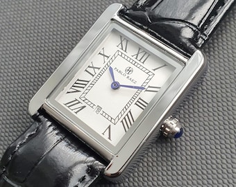 Womens Classic Watch Square Rectangular Smart Business Casual Luxury Black Leather Strap Roman Numeral Professional Ladies Quartz Wristwatch