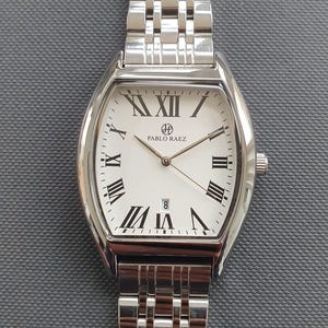 Men Tonneau Watch Classic Smart Casual Luxury Business Stainless Steel Bracelet Roman Numeral Professional Gentleman Quartz Wristwatch