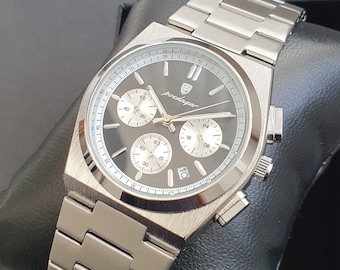 Men Chronograph Watch Smart Casual Business Luxury Sport Classic Stainless Steel Bracelet Wristwatch