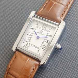 Womens Classic Watch Square Rectangular Smart Business Casual Luxury Brown Leather Strap Roman Numeral Professional Ladies Quartz Wristwatch