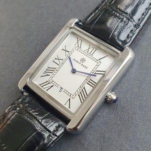 Herr Klassisk Klocka Fyrkantig Rektangulär Svart Läderarmband Romerska Siffror Lyxig Smart Casual Affärs Professionell Gentleman Armbandsur