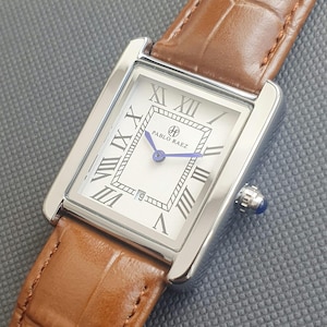 Montre classique pour femme carrée, rectangulaire, élégante, décontractée, luxe, bracelet en cuir marron, chiffre romain, montre-bracelet à quartz professionnelle pour femme