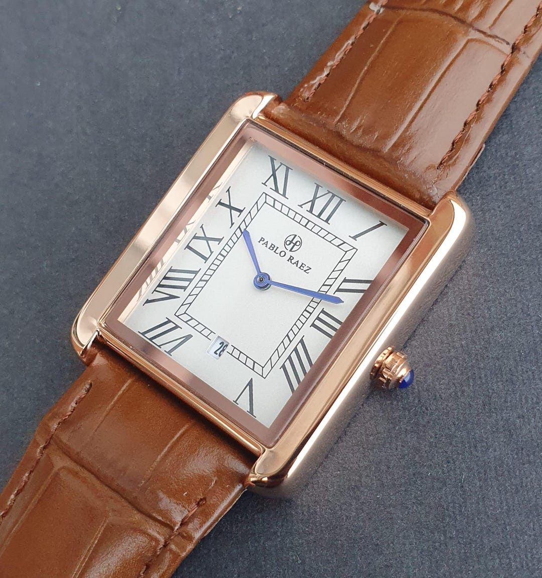 JewelryWe Herenhorloges, analoog, kwarts, kalender, 30 m waterdicht, Romeinse cijfers, rechthoekig, zakelijk, casual horloge met echt lederen armband, Zwart/wit herenhorloge, Riemen