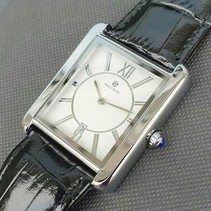 Men Classic Watch Square Rectangular Black Leather Strap Roman Numeral Luxury Smart Casual Business Professional Gentleman Wristwatch