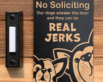 Funny Dog No Soliciting Sign, Fun Wood Door Sign