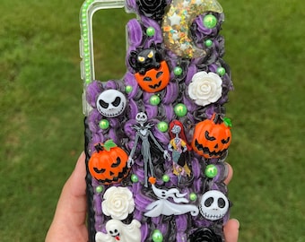 Glow In The Dark Spooky Halloween Pumpkin Ghost Handmade Decoden Phone Case