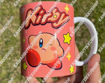 Cute Kawaii Pink Cartoon Game Character Star Ceramic Coffee Mug 12oz.