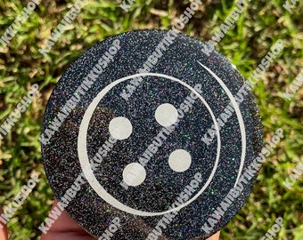 Handmade Spooky Cartoon Button Eye Glitter Coaster