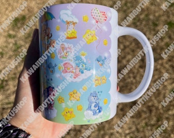 80s Handmade Cute Vintage Caring Cloud Bears Kingdom Kawaii Ceramic Coffee 12oz. Mug