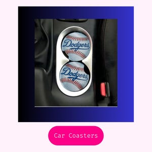 Car Coasters, Dad Gifts, Fathers day, Car accessories, gifts under 10, gift ideas, baseball, LA