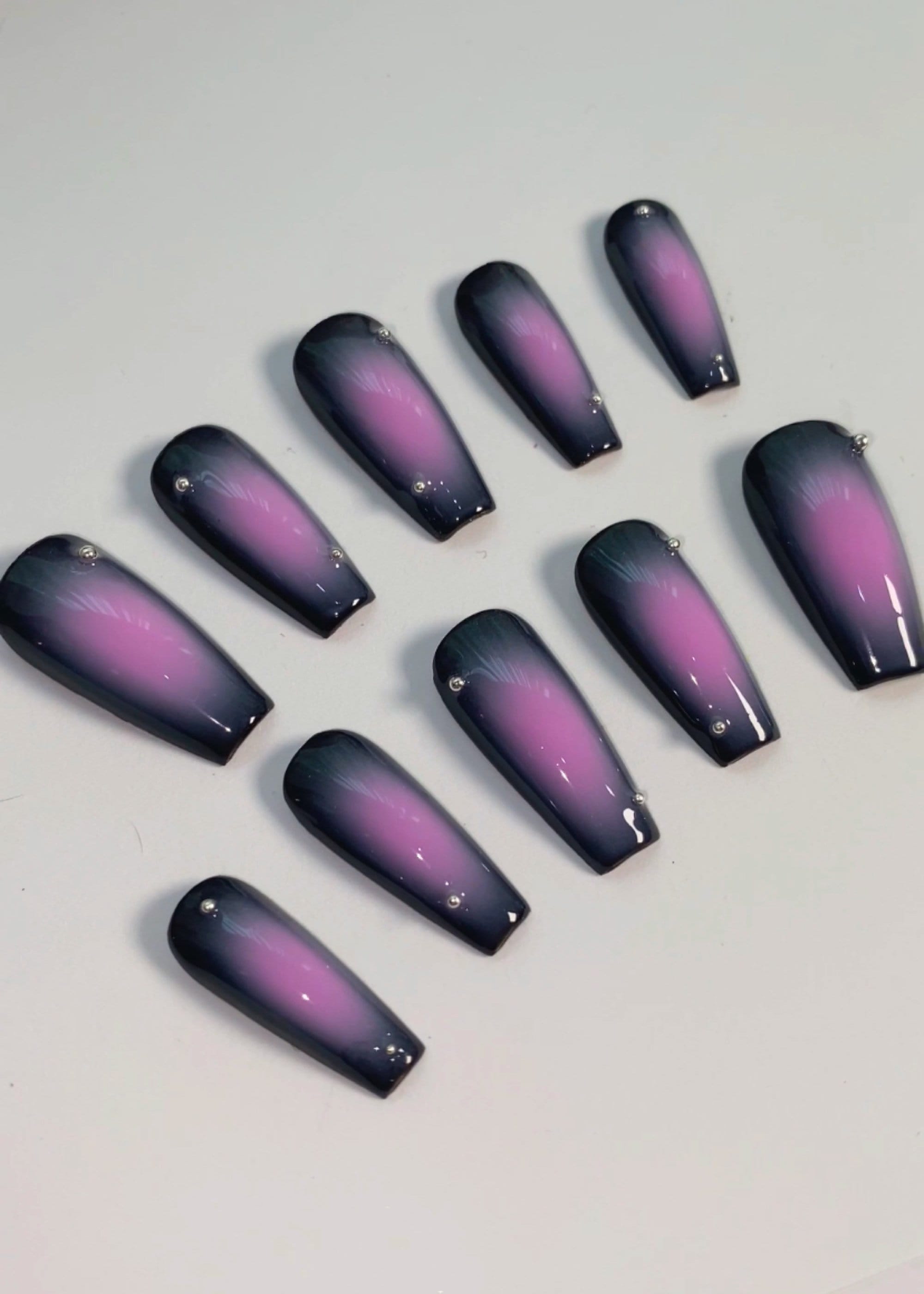 Black and Pink Aura Gradient Press on Nails / Y2k Press on - Etsy UK
