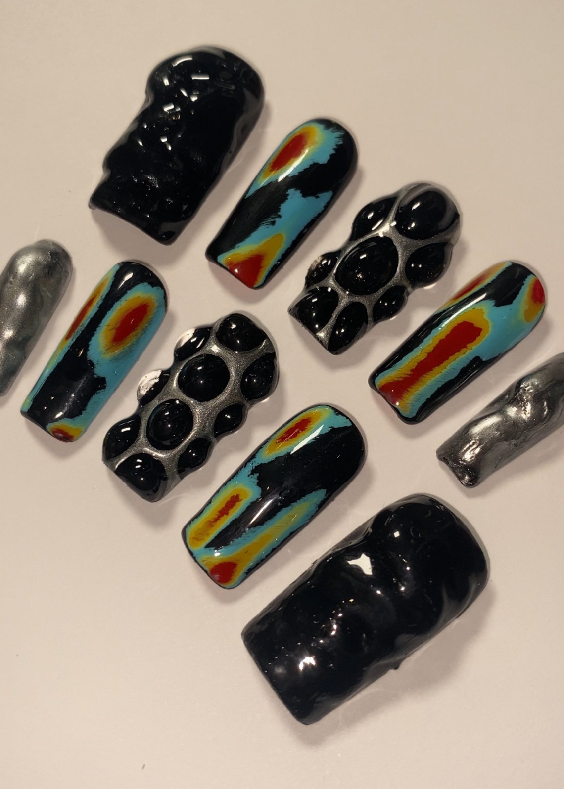 Heat Map Square Press on Nails / 3d Nails / Luxury Press on - Etsy