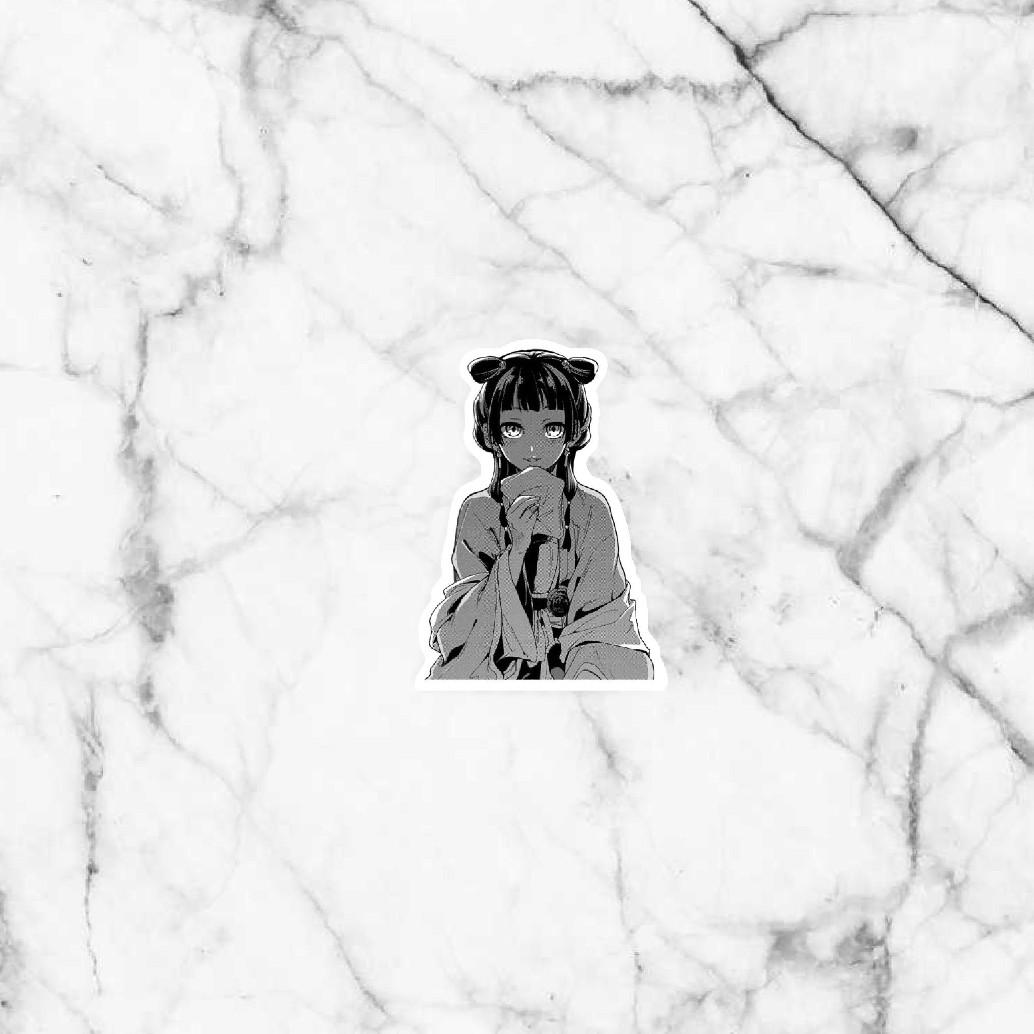 Shaded Herbal Girl Maid Sticker: Anime Manga Die Cut