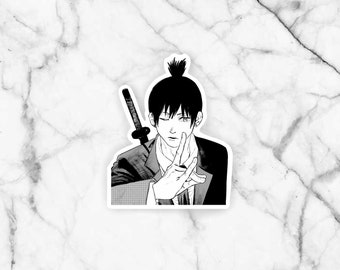 Black haired Hunter Manga Sticker, die cut sticker