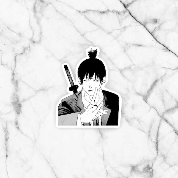 Black haired Hunter Manga Sticker, die cut sticker