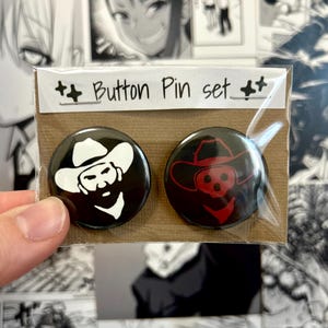 Good and Bad Cowboy Button Pin Set, Video game Pins