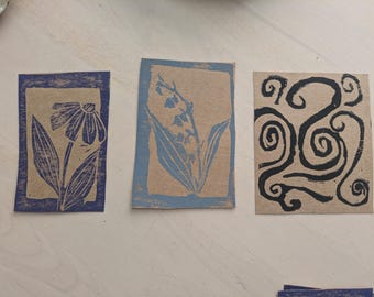 Pequeñas impresiones linográficas surtidas
