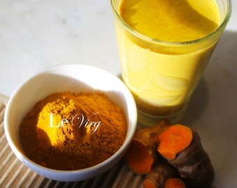 Golden Glow Turmeric Latte Blend Organic Spiced Latte Powder 100% Natural with Therapeutic Benefits Le Virg