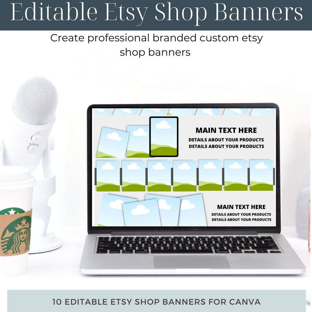 Editable Etsy Shop Banner Bundle, Canva Customizable Digital Mockups ...
