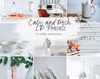 6 ajustes preestablecidos de LIGHTROOM, ajuste preestablecido brillante, ajuste preestablecido de luz, ajuste preestablecido aireado, ajuste preestablecido de LR móvil, filtro de Instagram, ajuste preestablecido de escritorio, ajuste preestablecido de Blogger, social