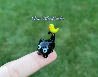 Chat miniature en verre fait main | Animal en verre | Charms de chat | Cadeau pour amoureux des chats | Cadeau de Noël pour Noël